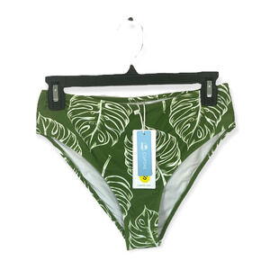 Cupshe Tropical Floral Swimsuit Bottoms NWT Women's Sz S Green Vacation Bikini